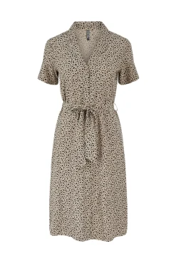 Pieces Vestido Midi Camisero Marron Online