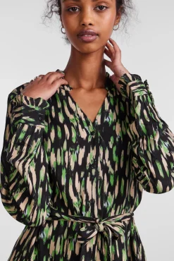 Pieces Vestido Midi Camisero Negro Sale