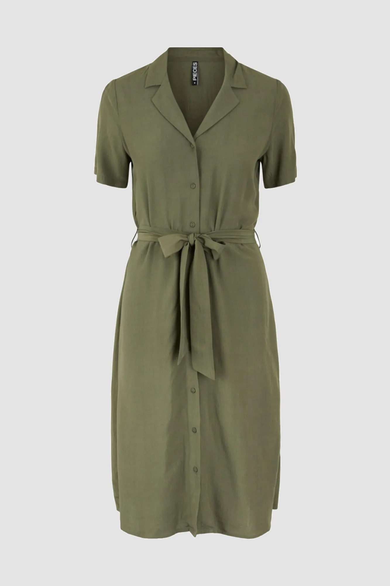 Pieces Vestido Midi Camisero Verde Online