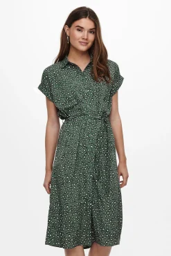 Only Vestido Midi Camisero Verde New