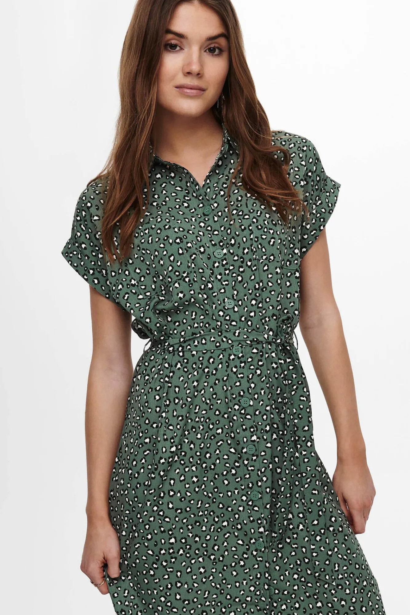 Only Vestido Midi Camisero Verde New