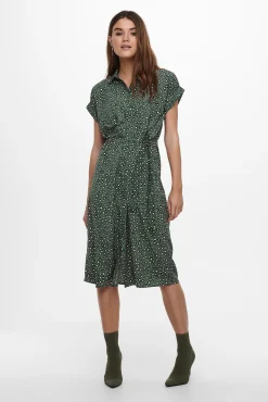 Only Vestido Midi Camisero Verde New