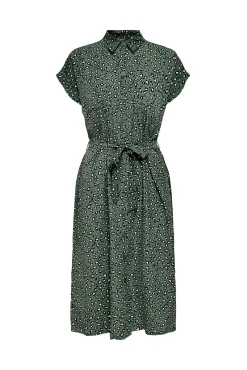 Only Vestido Midi Camisero Verde New