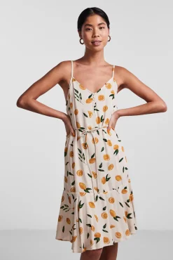 Pieces Vestido Midi Camisero De Tirantes. Gris Medio New