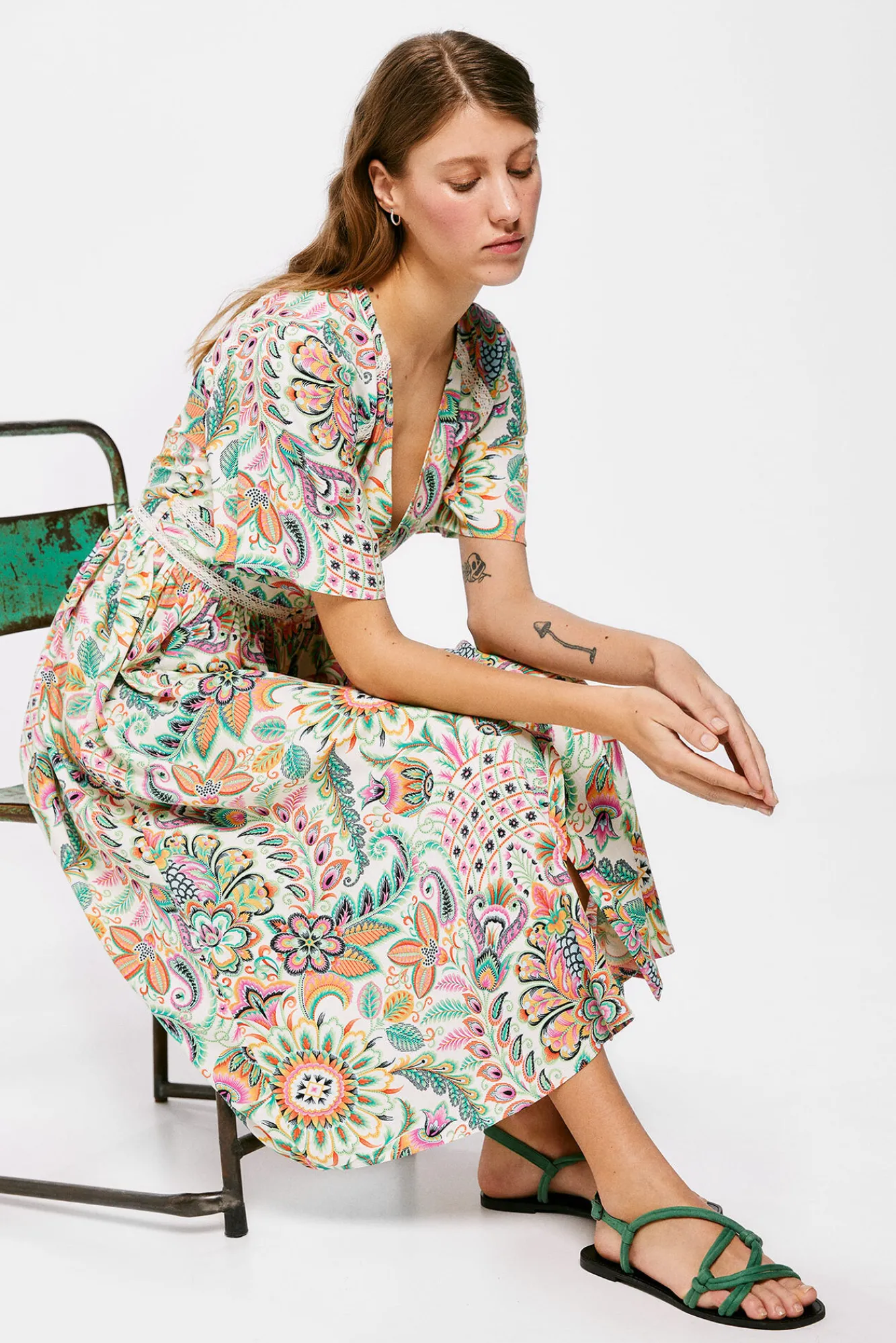 * Vestido Midi Camisero Laces Amarillo Online