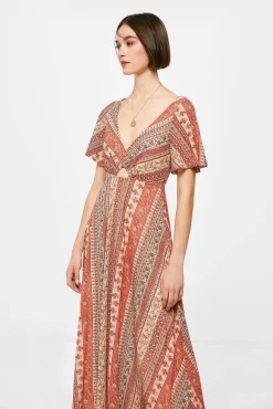 * Vestido Midi Cenefas Granate