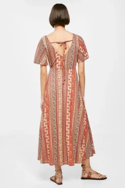 * Vestido Midi Cenefas Granate
