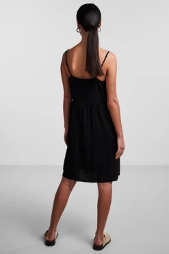 Pieces Vestido Midi Con Lino Negro Online