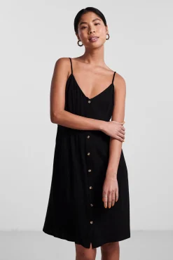 Pieces Vestido Midi Con Lino Negro Online