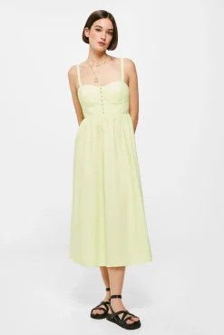 * Vestido Midi Corse Popelin Estampado Verde Discount