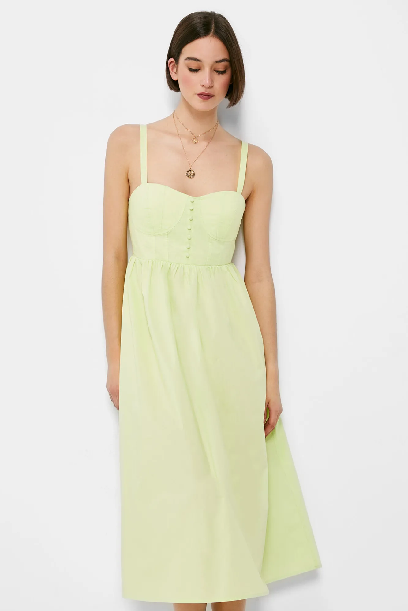 * Vestido Midi Corse Popelin Estampado Verde Discount