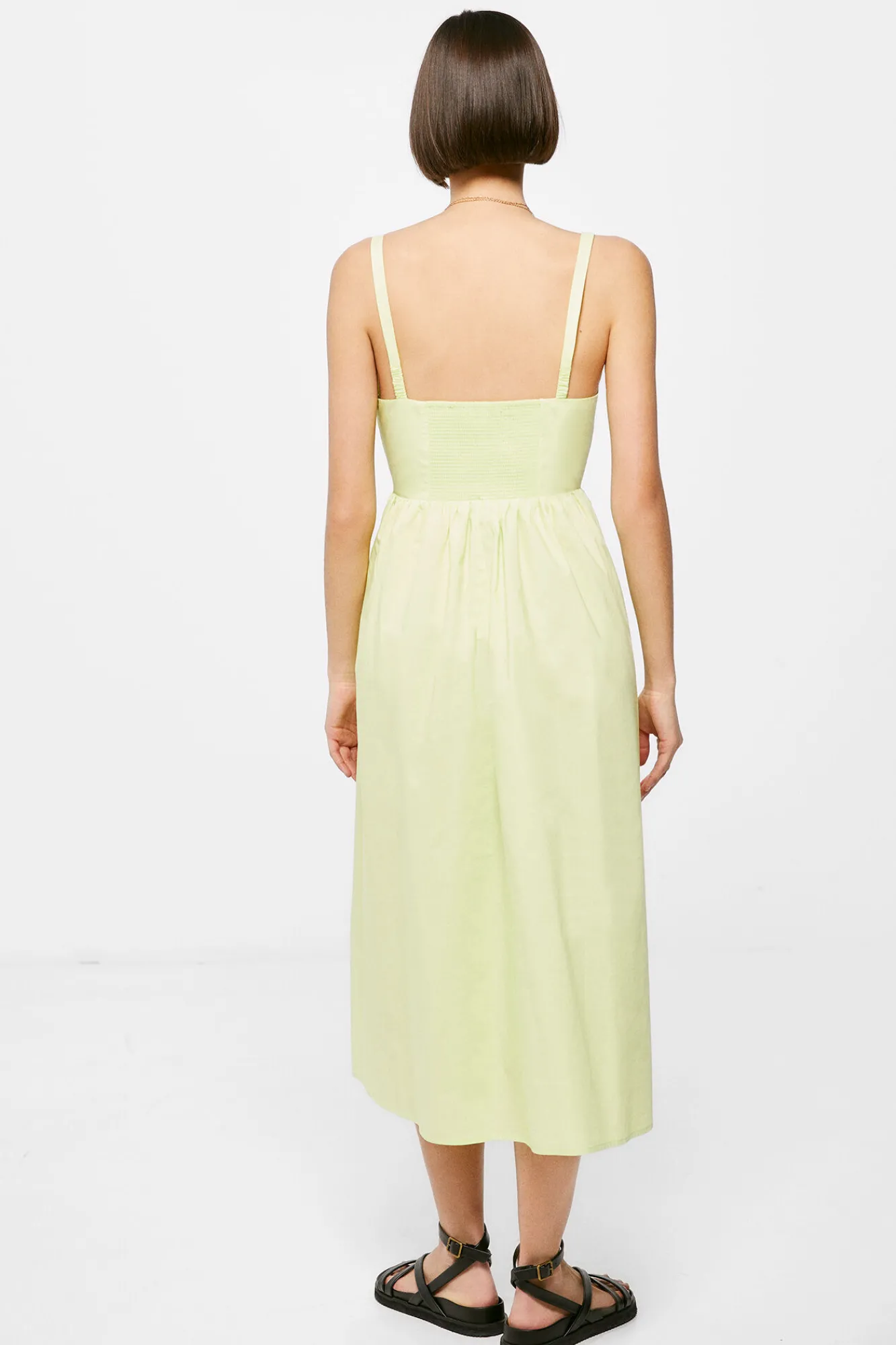 * Vestido Midi Corse Popelin Estampado Verde Discount