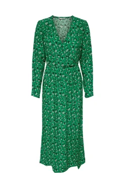Only Vestido Midi Cruzado Verde Clearance