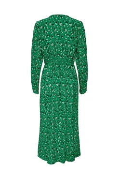 Only Vestido Midi Cruzado Verde Clearance