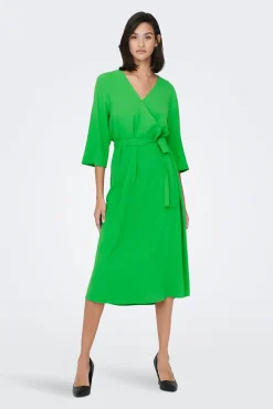 JDY Vestido Midi Cruzado Verde Hot