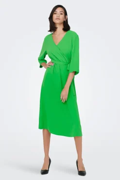 JDY Vestido Midi Cruzado Verde Hot