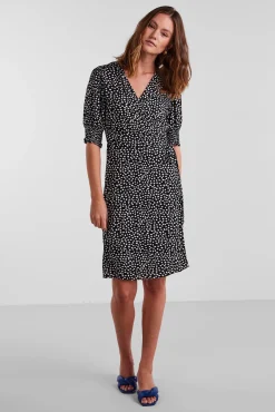 Pieces Vestido Midi De Manga Corta. Negro Online