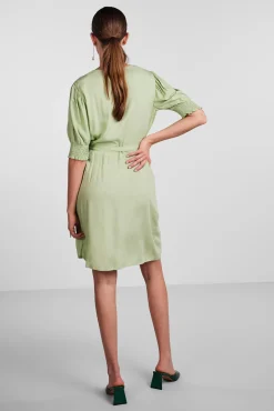 Pieces Vestido Midi De Manga Corta. Verde Sale