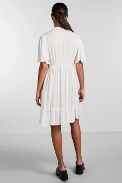 Pieces Vestido Midi De Manga Corta. Blanco Online