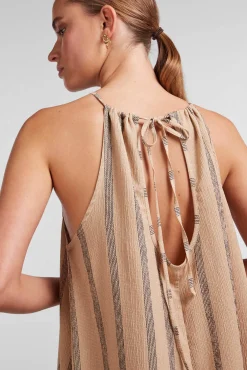 Pieces Vestido Midi De Mujer Marron Medio New