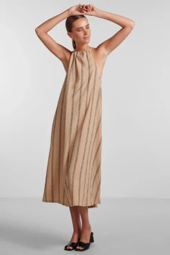 Pieces Vestido Midi De Mujer Marron Medio New