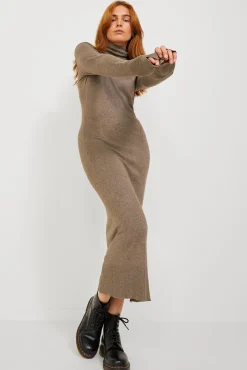 Jack & Jones Vestido Midi De Punto Marron Medio