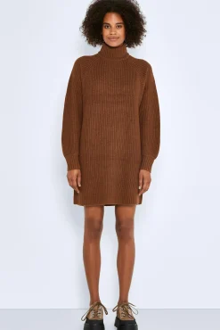 Noisy May Vestido Midi De Punto Marron Medio