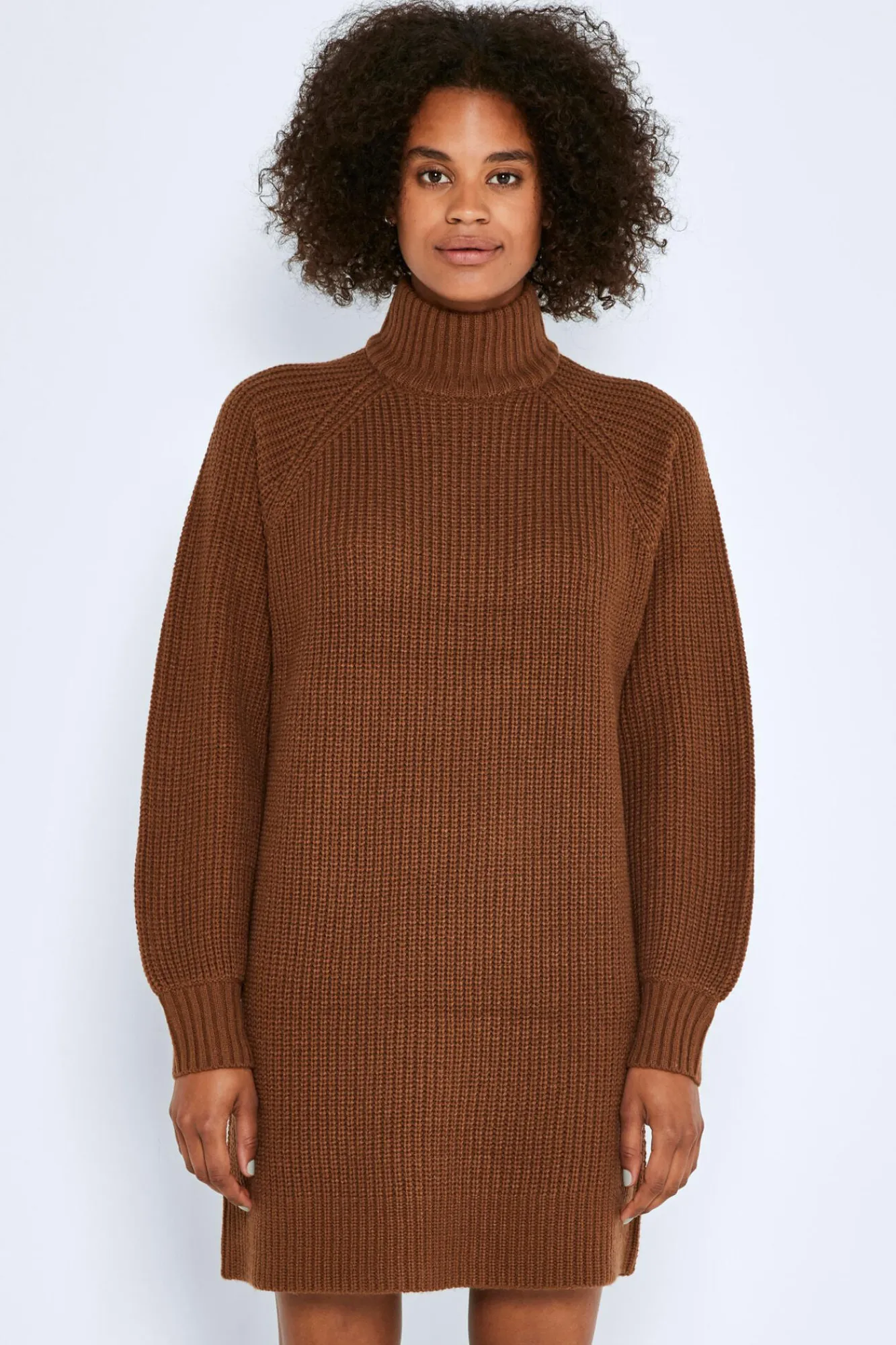 Noisy May Vestido Midi De Punto Marron Medio