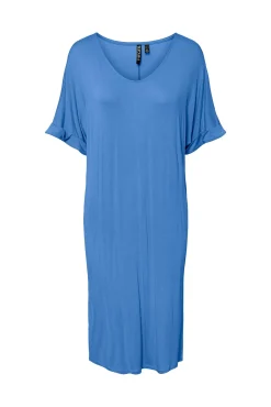 Pieces Vestido Midi De Tencel Azul Medio
