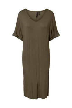 Pieces Vestido Midi De Tencel Marron Medio Best