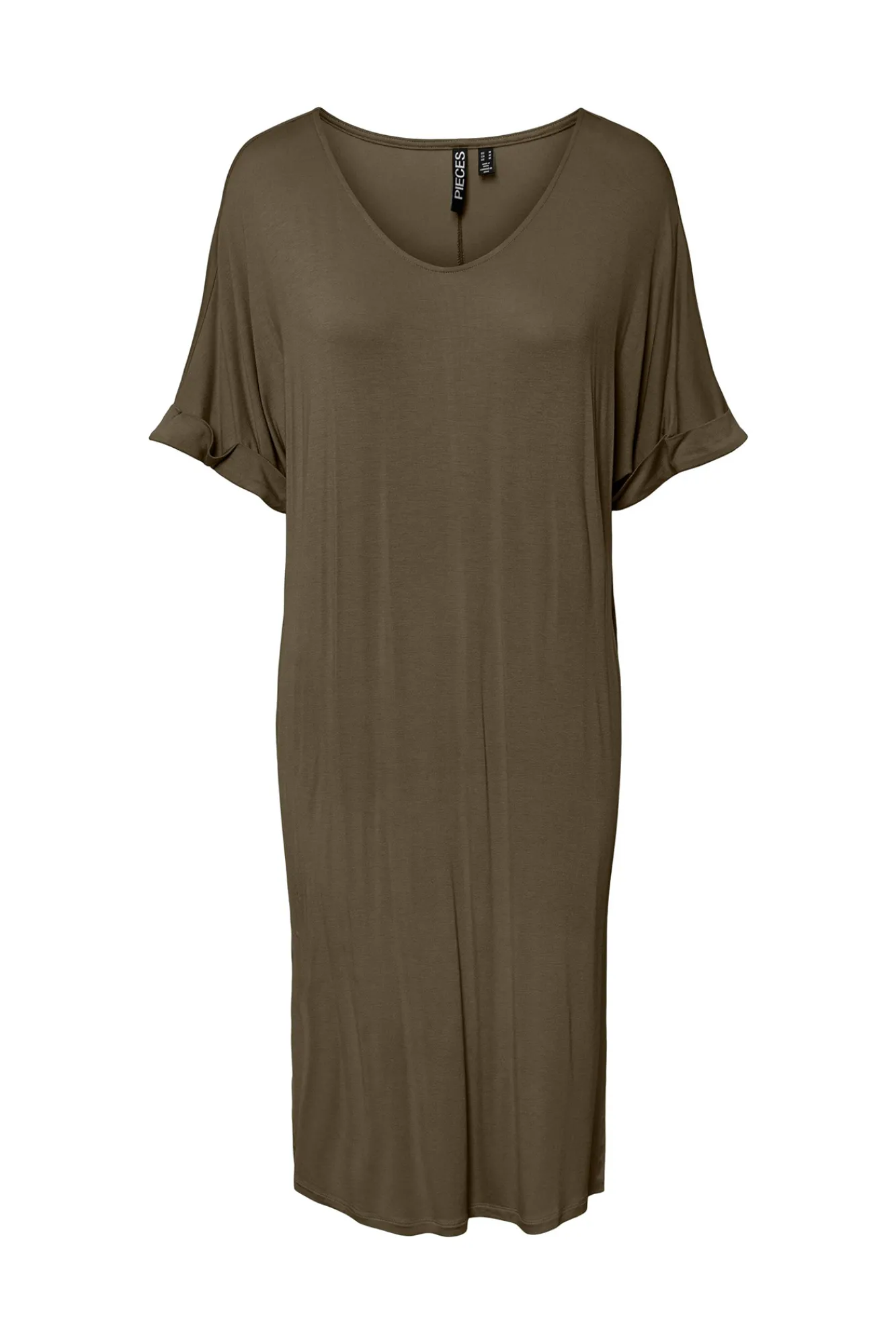 Pieces Vestido Midi De Tencel Marron Medio Best