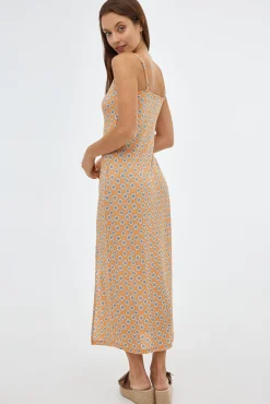 Inside Vestido Midi De Tirantes Estam Naranja Outlet