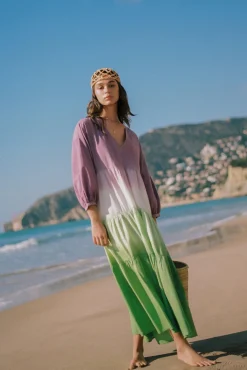 High Spirits Vestido Midi Dip Dye Morado