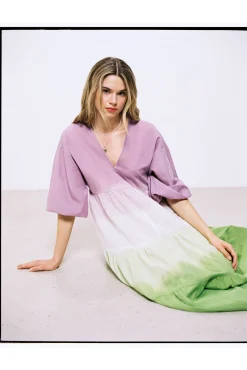 High Spirits Vestido Midi Dip Dye Morado