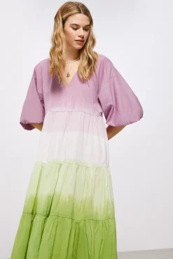 High Spirits Vestido Midi Dip Dye Morado