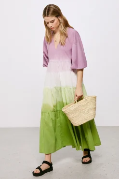 High Spirits Vestido Midi Dip Dye Morado