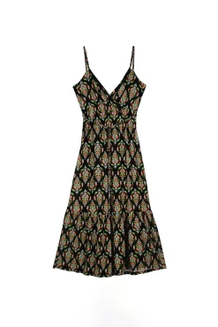 * Vestido Midi Escote Cruce Negro New