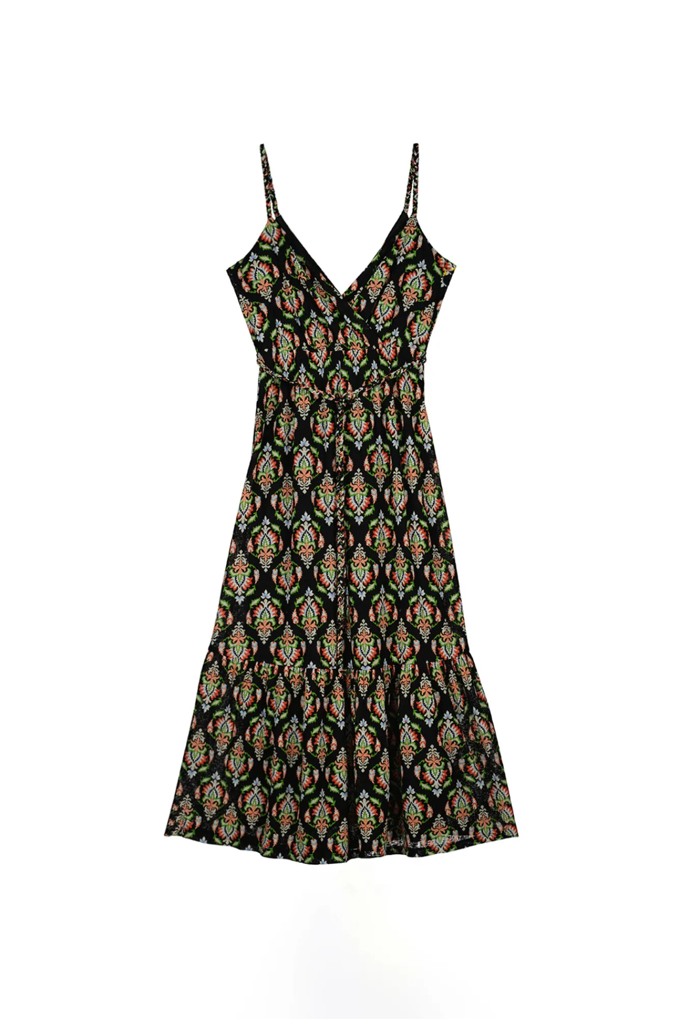 * Vestido Midi Escote Cruce Negro New