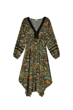 * Vestido Midi Escote Lace Negro Outlet