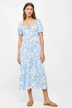 * Vestido Midi Escote Lazo Azul Medio Sale