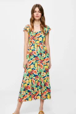 * Vestido Midi Espalda Cruzada Azul Best