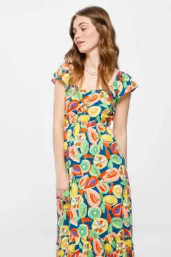 * Vestido Midi Espalda Cruzada Azul Best