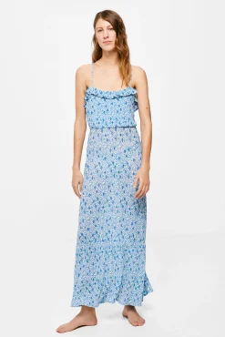 * Vestido Midi Espalda Fantasia Azul Medio Online