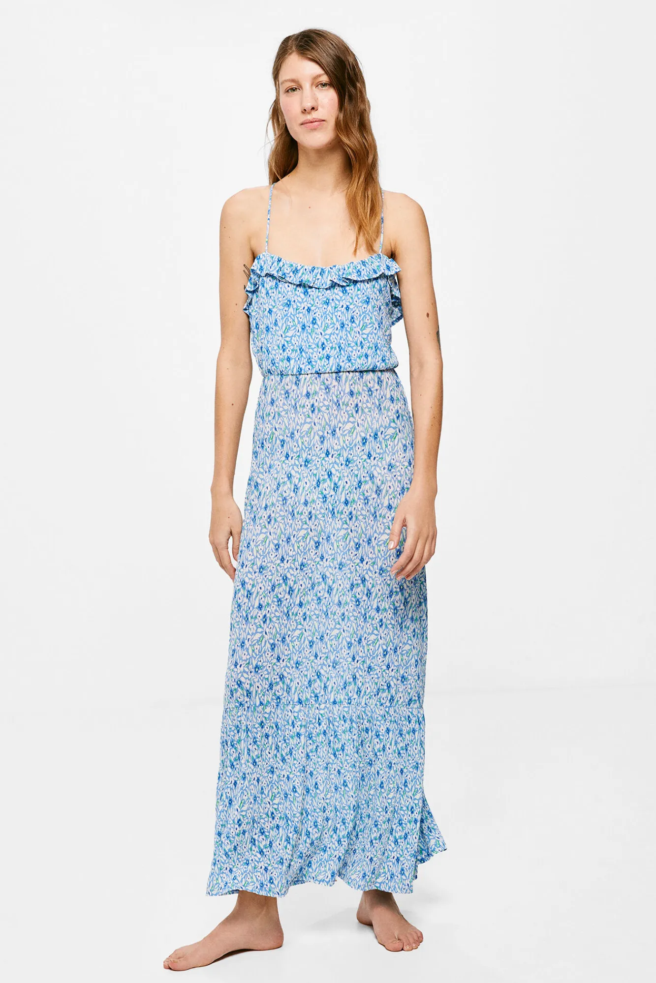 * Vestido Midi Espalda Fantasia Azul Medio Online