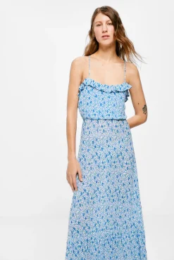 * Vestido Midi Espalda Fantasia Azul Medio Online
