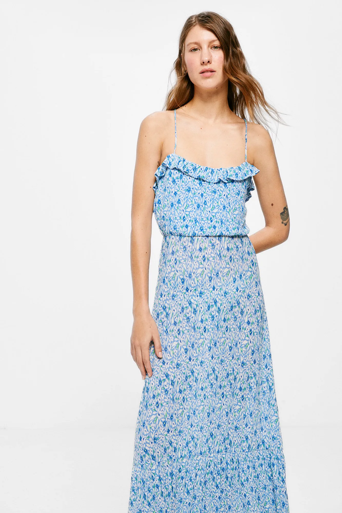 * Vestido Midi Espalda Fantasia Azul Medio Online