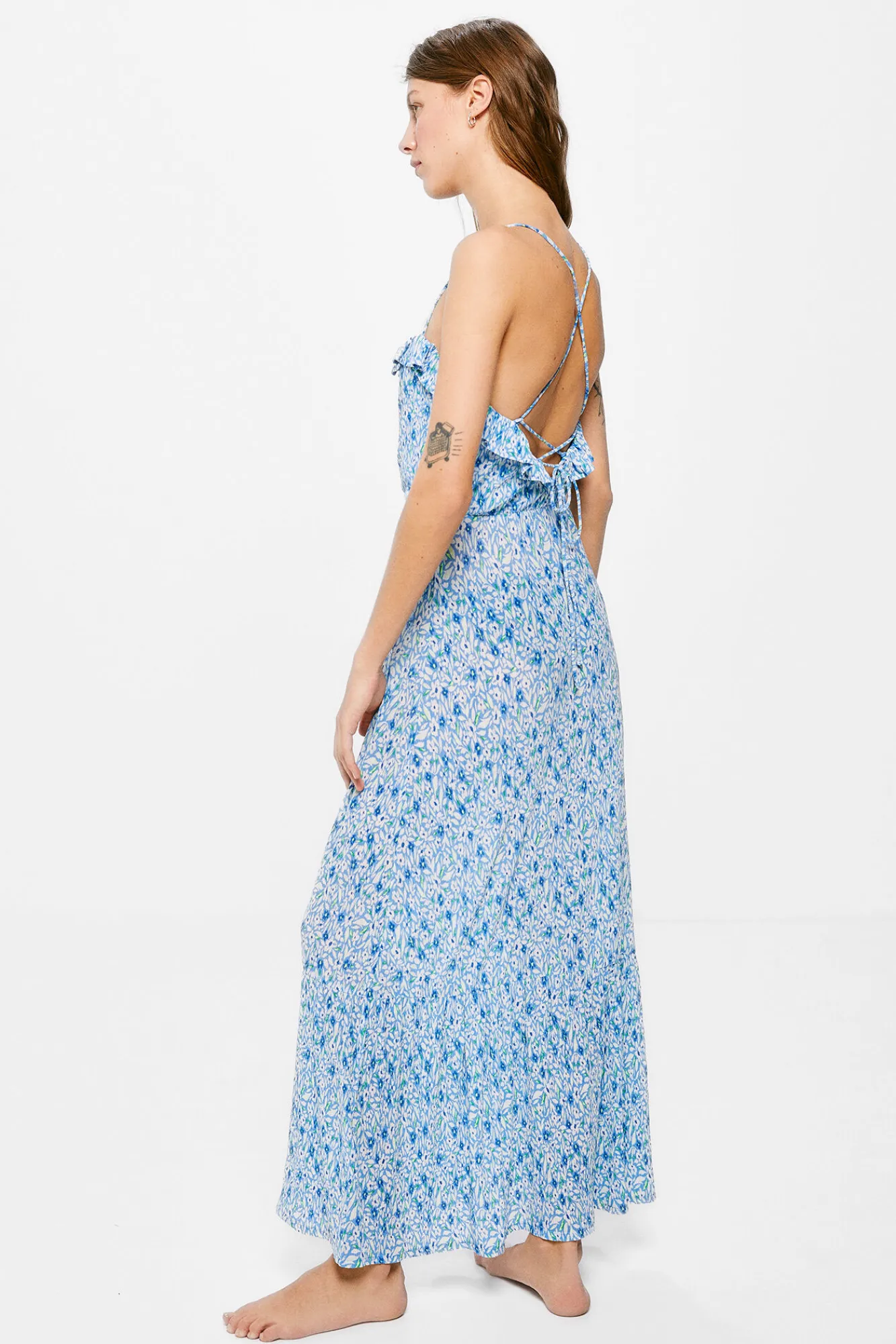 * Vestido Midi Espalda Fantasia Azul Medio Online