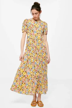 * Vestido Midi Estampado Amarillo Discount