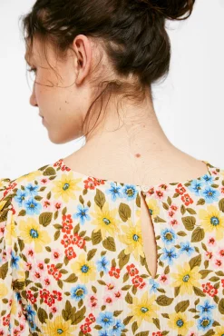 * Vestido Midi Estampado Amarillo Discount