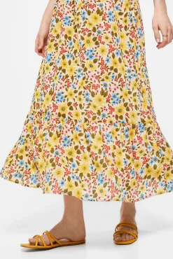 * Vestido Midi Estampado Amarillo Discount